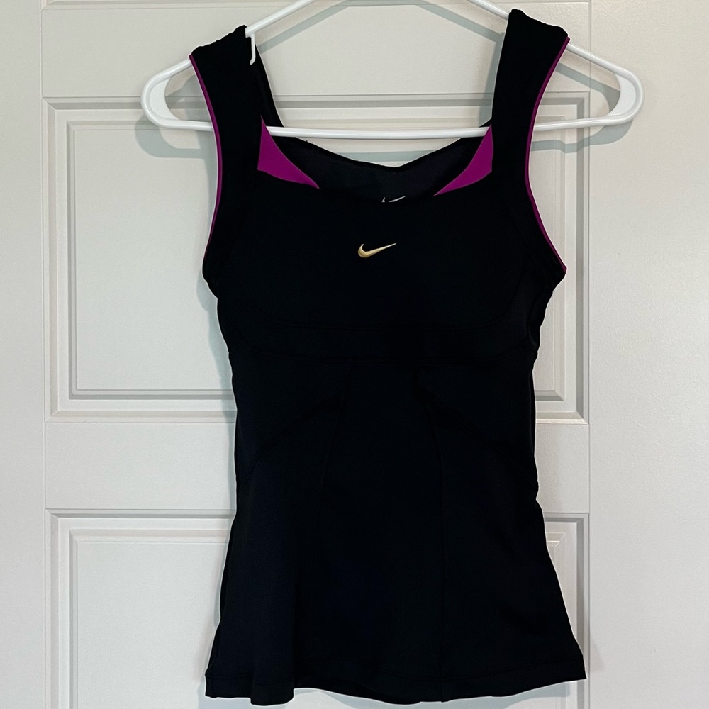 Nike Women's Black Sports Bra Tank Top with Purple Accents Size XS